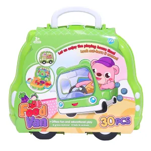 30PCS. Kids Pretend Food Playset with Stickers and Storage Van Case