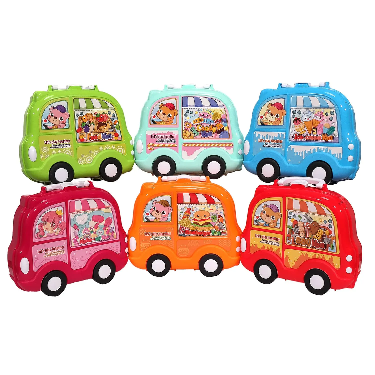30PCS. Kids Pretend Food Playset with Stickers and Storage Van Case