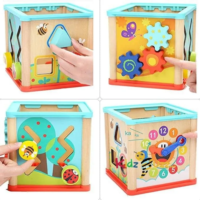 5-in-1 Wooden Activity Cube Kids Toy New 1   Years