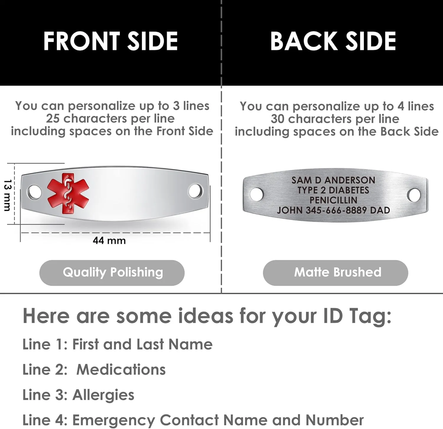 Accessories for Medical Alert Bracelet, Medical Alert ID Interchangeable Replacement Bracelet