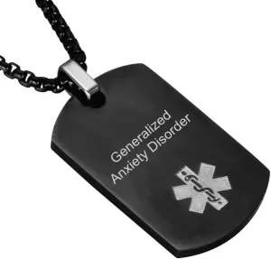 Anxiety Disorder Medical Alert Dog Tag ID Pendant Caduceus Generalized Anxiety Disorder Necklace for Men Women Teens Health Alert Monitoring Systems