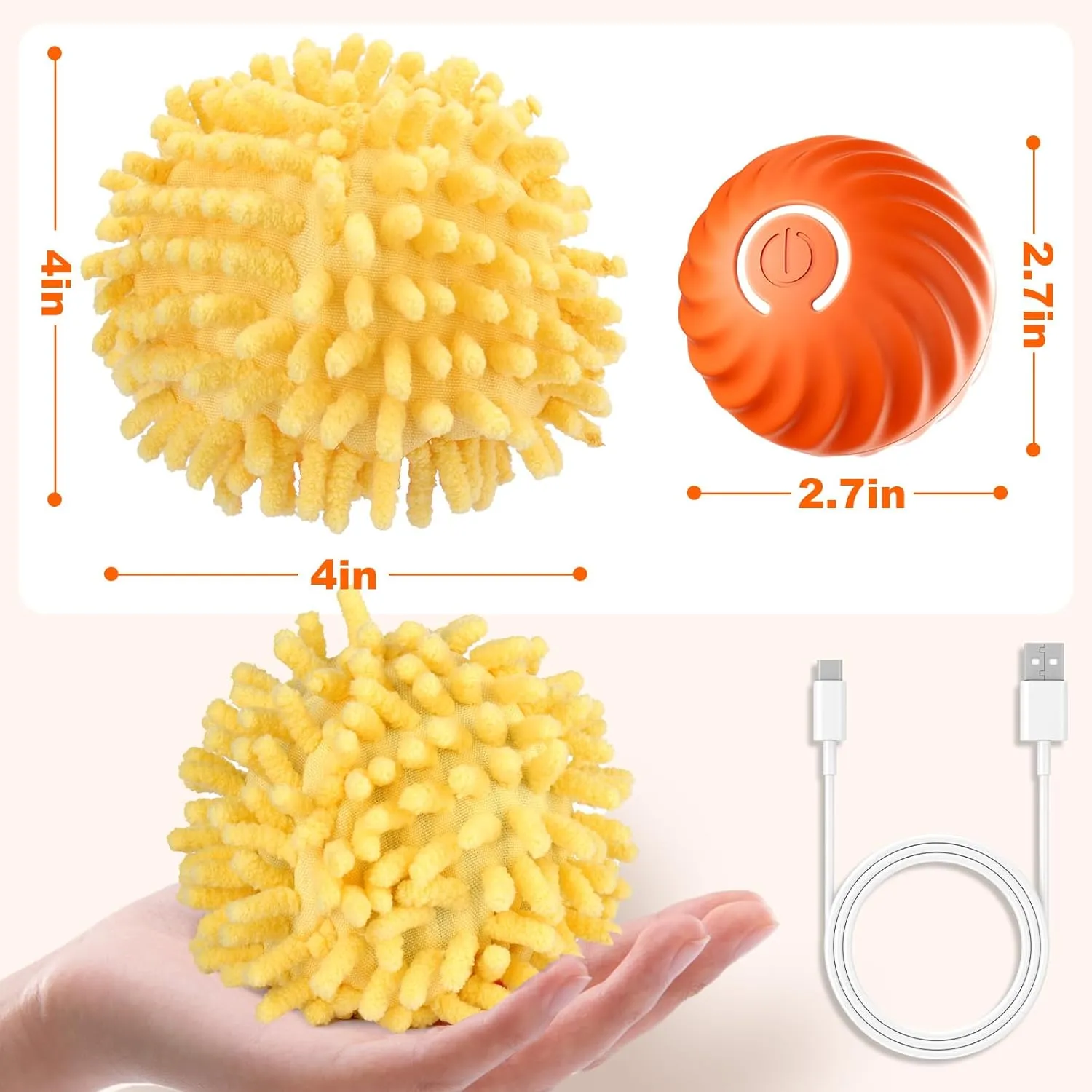 BABORUI Interactive Dog Toys, Electric Dog Ball Toy with Cover, Automatic Dog Toys to Keep Them Busy, Moving Dog Enrichment Toys for Small/Medium/Large Dogs (Large Orange)