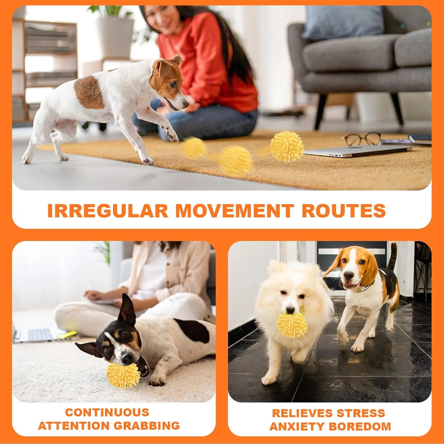 BABORUI Interactive Dog Toys, Moving Dog Toy Ball with Cover, Self Rolling Dog Ball for Small/Medium/Large Dogs, Automatic Dog Toys to Keep Them Busy (Large Blue)