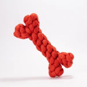 Bone Shaped Rope Chew Toy for Dogs and Cats (Red)(15cm)