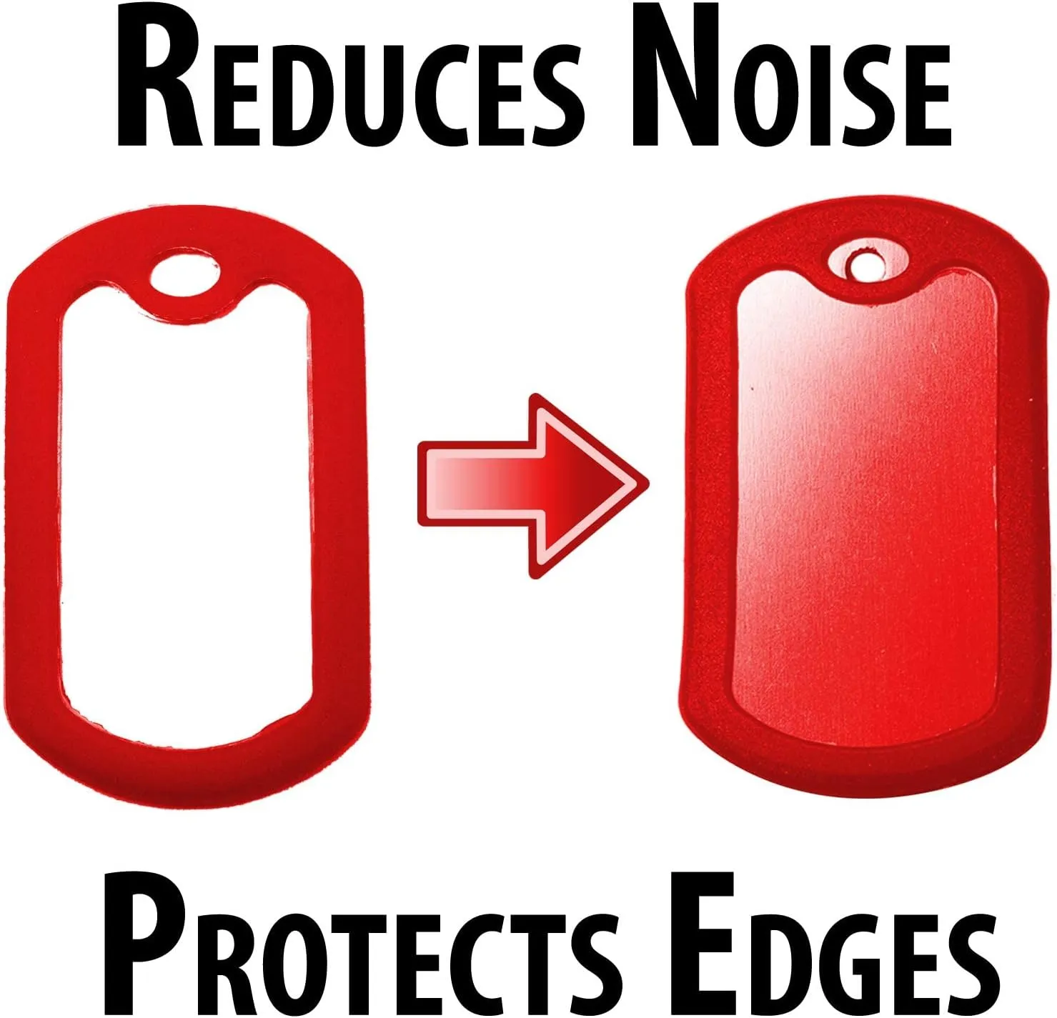 Bulk Military GI Dog Tag Silencer Rubber Silicone Cover, Red, 25 pc