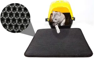 Cat Litter Mat,Double-Layer Honeycomb Cat Feeding Mat Durable Waterproof Litter Box Mat Non-Toxic Protect Floor and Carpet Easy Clean Cat Litter Tray Pad