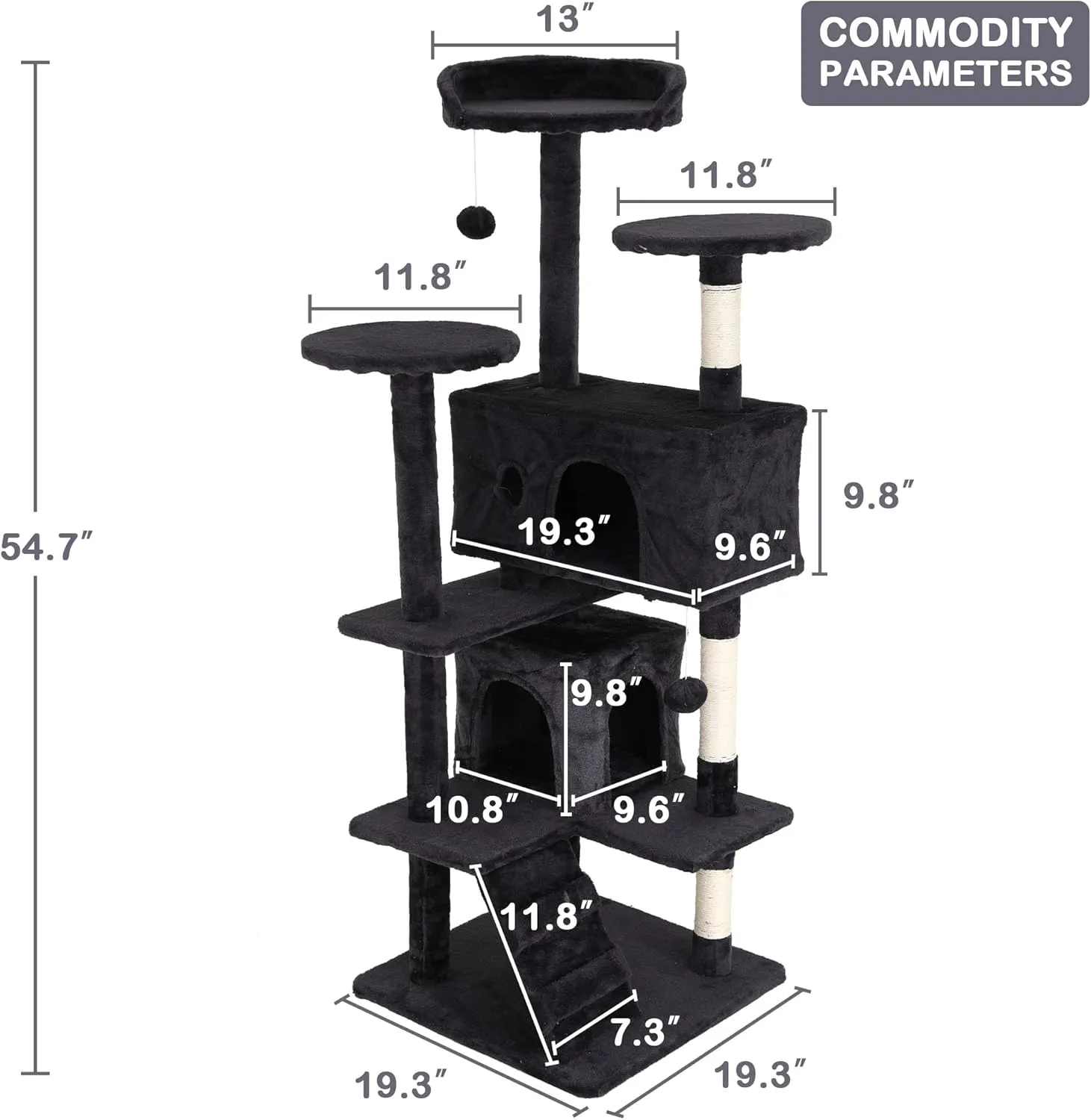Cat Tree Multi-Level Cat Tower, Stable Cat Tree Tower with Sisal-Covered Scratching Posts, Cat Condo Cat Tree for Large Cat, Heavy Duty Cat Trees Cat Towers Cat Condos for Indoor Large Cats