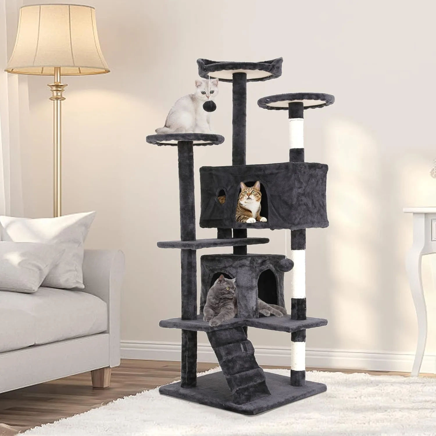 Cat Tree Multi-Level Cat Tower, Stable Cat Tree Tower with Sisal-Covered Scratching Posts, Cat Condo Cat Tree for Large Cat, Heavy Duty Cat Trees Cat Towers Cat Condos for Indoor Large Cats