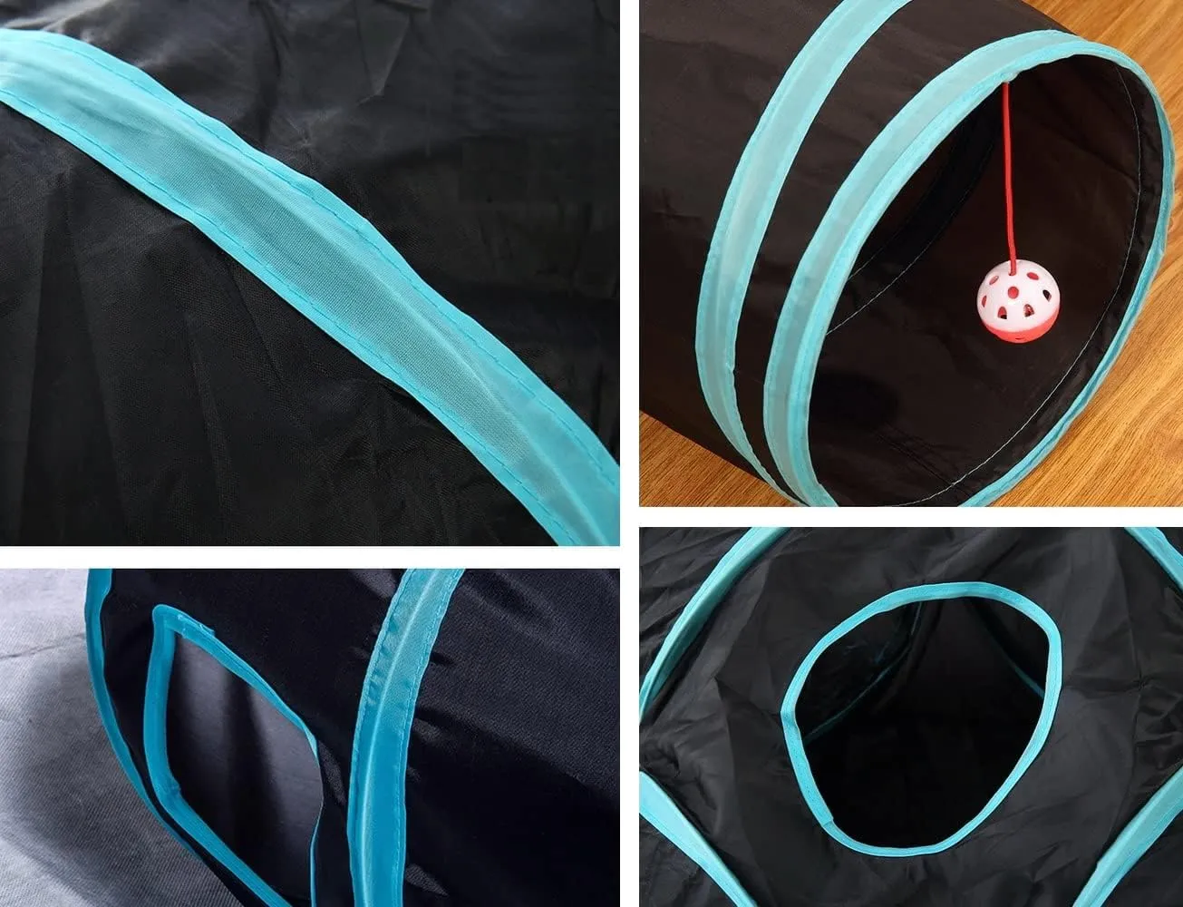 Cat Tunnels, Pet Ferret Rabbit Bunny Tunnels Tubes Subway Habitats, S-Style, DIY Cat Peekaboo Maze House Tent Bed, Kitten Interactive Toy (S Type: 4 Way Tubes)