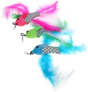 Cat Wand Toy Replacement Refill: Cat Toys Bird Fish Refills 3Pcs Interactive Kitten for Indoor Cat