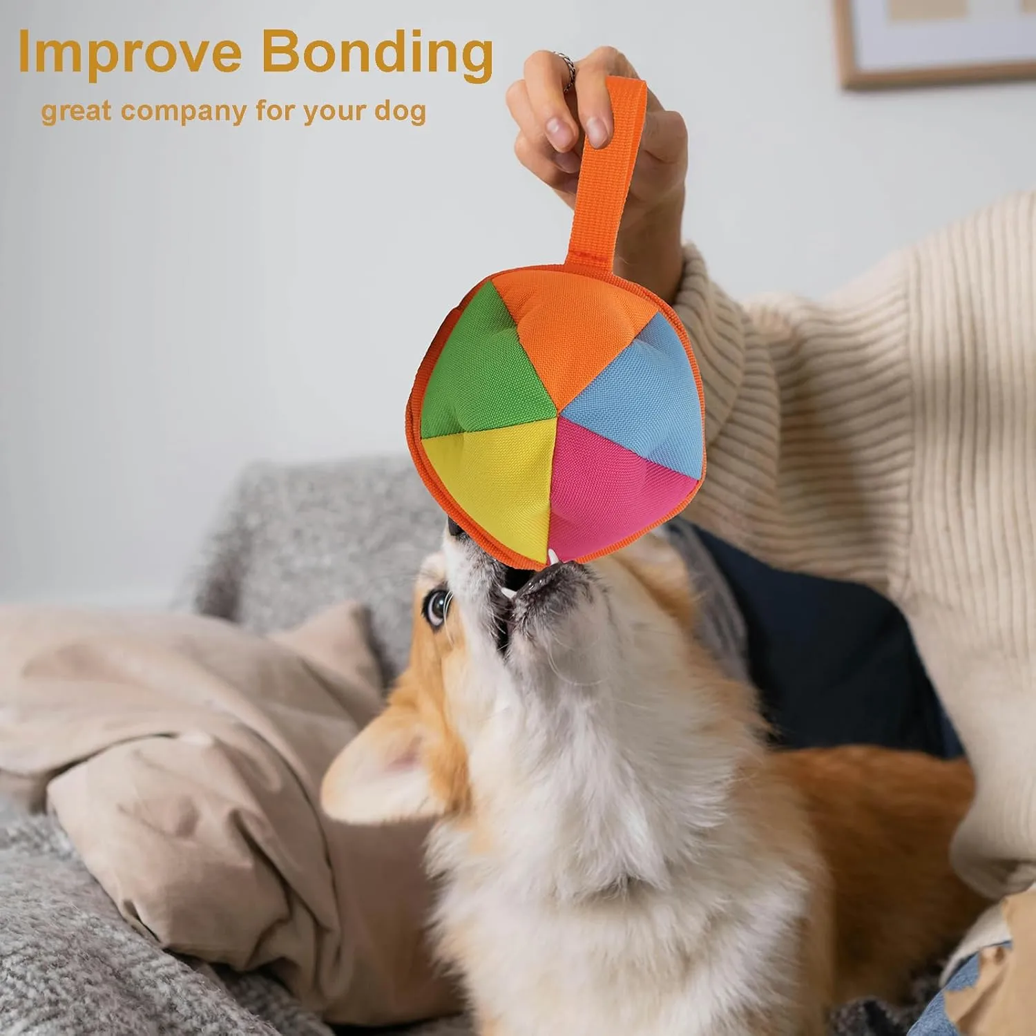 Dog Chase & Treat Ball, Snuffle Ball for Dogs, Interactive Dog Toy for All Breeds Size with Storage Bag, Enrichment Toys for Mental Stimulation