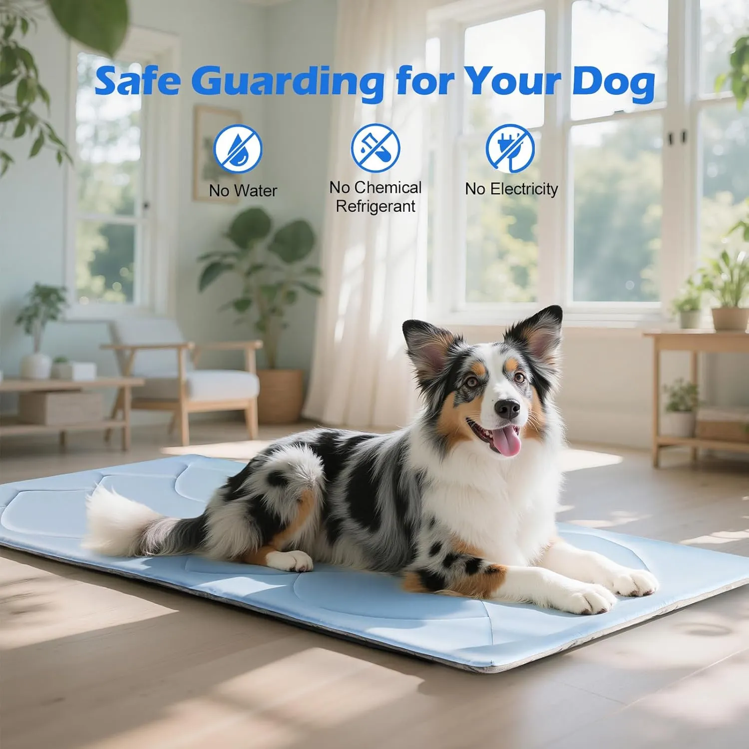 Dog Cooling Mat, 36''  23'' Medium, Self-Cooling Mat for Dog Reversible (Cool & Warm), Double-Sided Pet Cool Pads for Crate, Kennel, Machine Washable Summer Blanket, Non-Gel, Blue   Grey