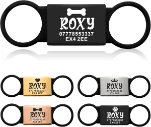 Dog Tags for Pets Engraved Personalized ID Tag for Dogs Kitty Cat Puppy Slide On Collar Dog Tags 4 Colours Different Fonts Name ID Tag (Black and Black,L)