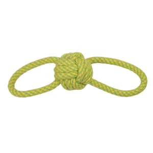 Double Loop Knotted Rope Chew Toy for Dogs and Cats (Green/Yellow)(L:26cm)