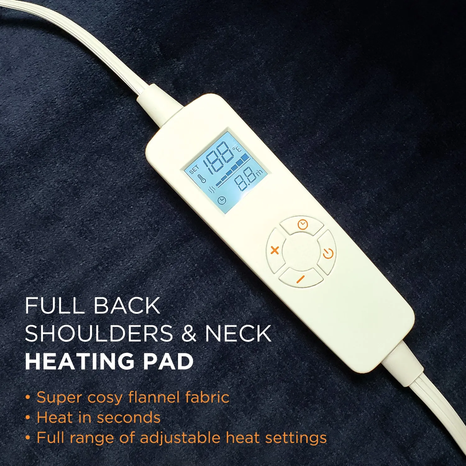 Dr Relief by SUNAID Extra Large Full Back Shoulders and Neck Heating Pad 24" x 33" Fast Heating Wrap with Auto Shut Off for Back, Neck and Shoulder, Abdomen, Waist Pain Relief, Dry/Moist Option (Navy)