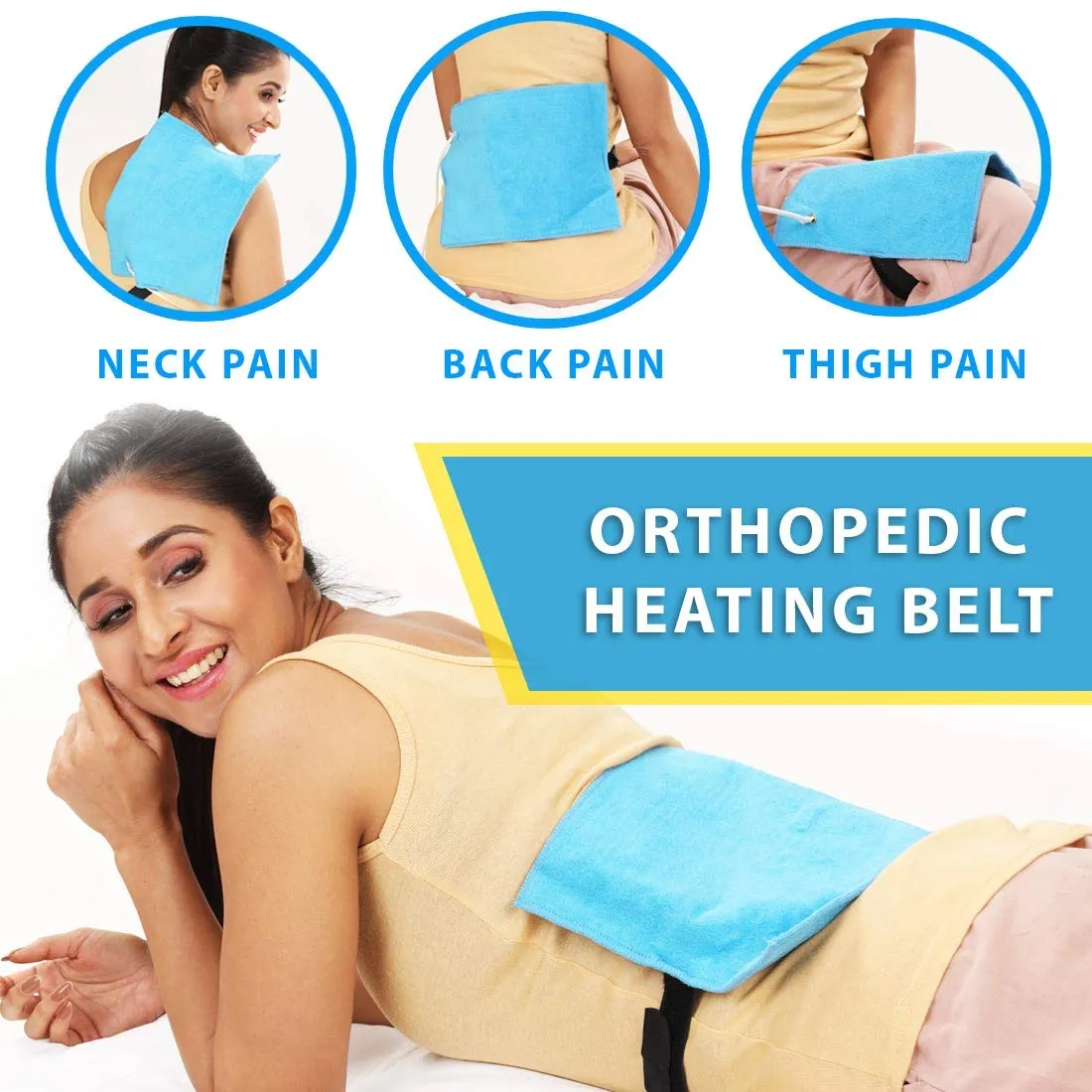 Electric Heating Pad (Size : Regular, 25cm X 20cm) for Period Cramps Back Pain Relief with Velcro Strap Handsfree Use Multipurpose for Back, Shoulder & Legs Pain Relief with Adjustable Temperature JSB H03