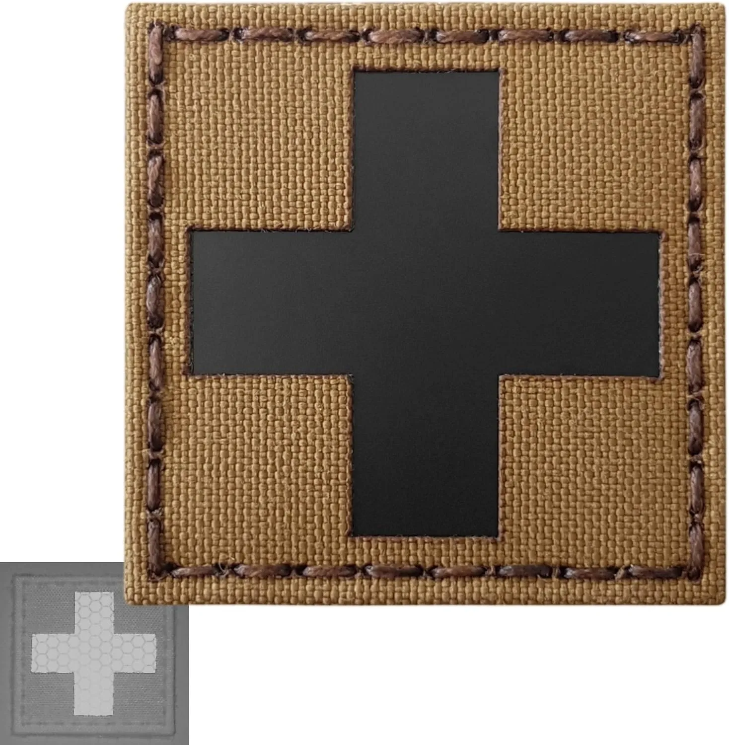 First Aid Kit IFAK IR MED Medical Cross Laser-Cut Patch Compatible with Velcro for Backpacks EMS, Patches for Bags and Tactical Hats (Coyote Brown)