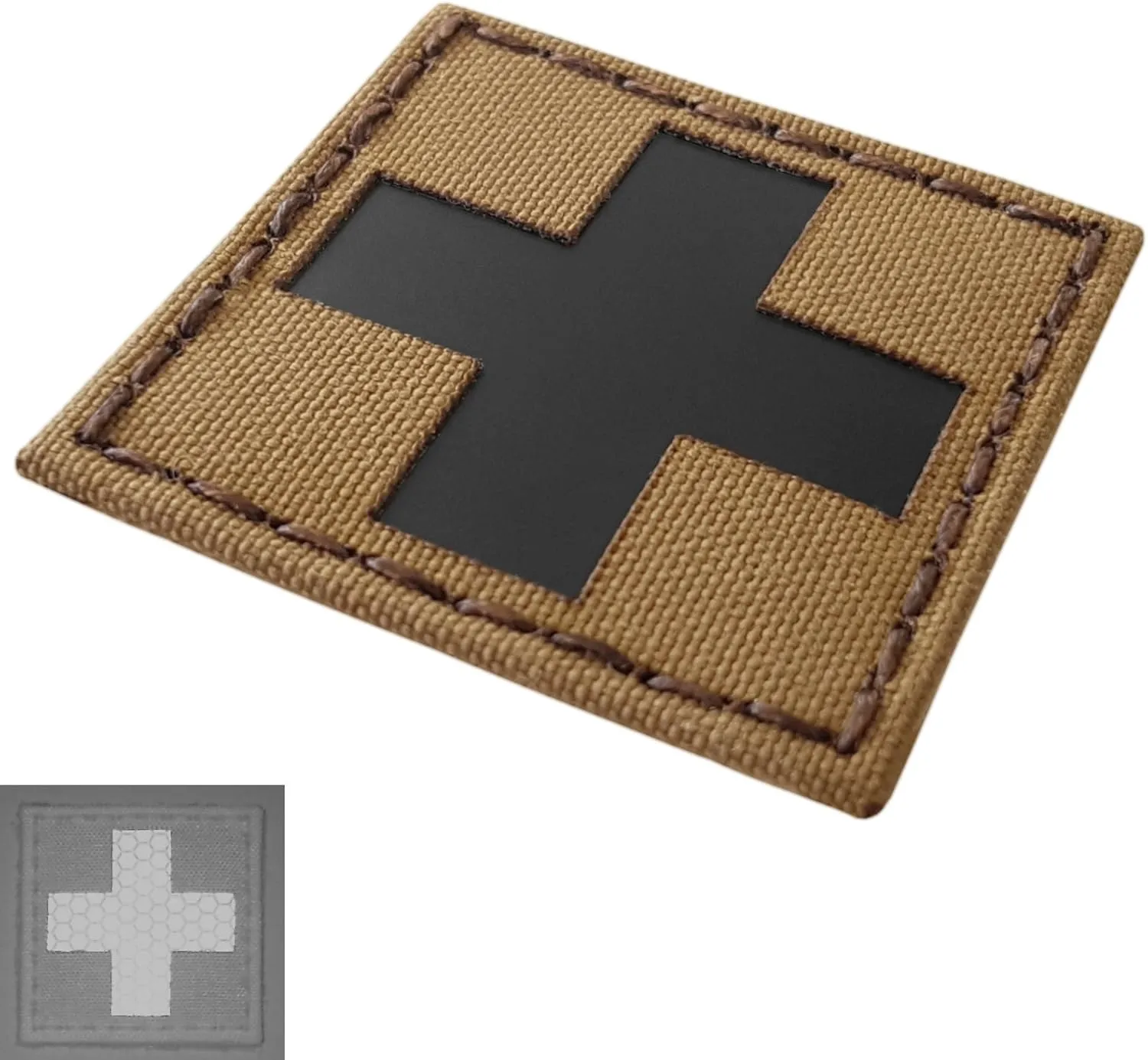 First Aid Kit IFAK IR MED Medical Cross Laser-Cut Patch Compatible with Velcro for Backpacks EMS, Patches for Bags and Tactical Hats (Coyote Brown)