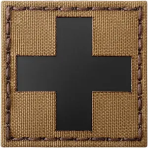 First Aid Kit IFAK IR MED Medical Cross Laser-Cut Patch Compatible with Velcro for Backpacks EMS, Patches for Bags and Tactical Hats (Coyote Brown)