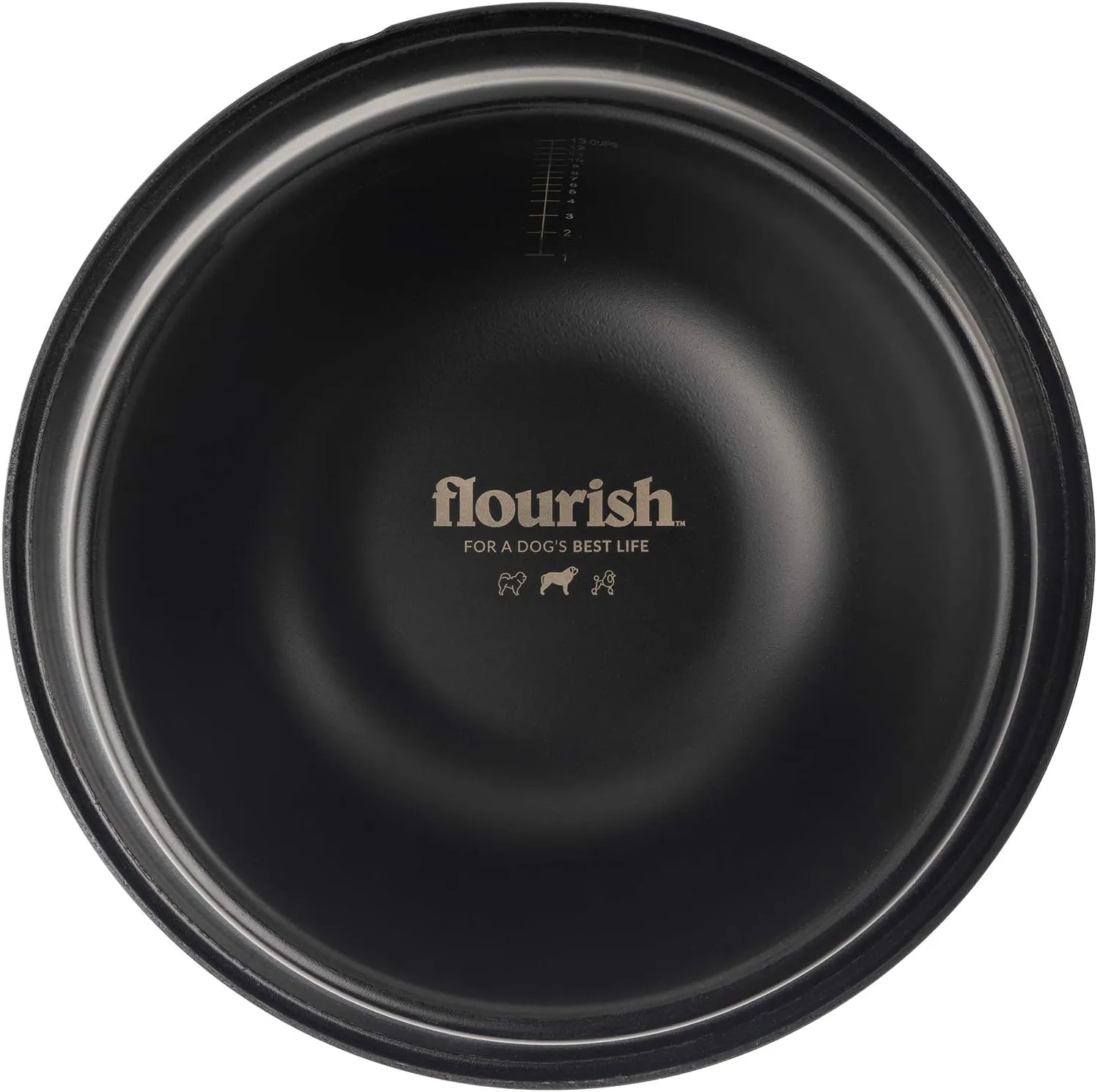 Flourish Stainless-Steel Dog Bowls | Extra Thick, Durable Pet Bowl | Non-Slip Silicone Base, Easy to Measure, Pet Bowls for Kibble & Water | for All Kind of Dogs & Cats (Black-112 Ounces) Large