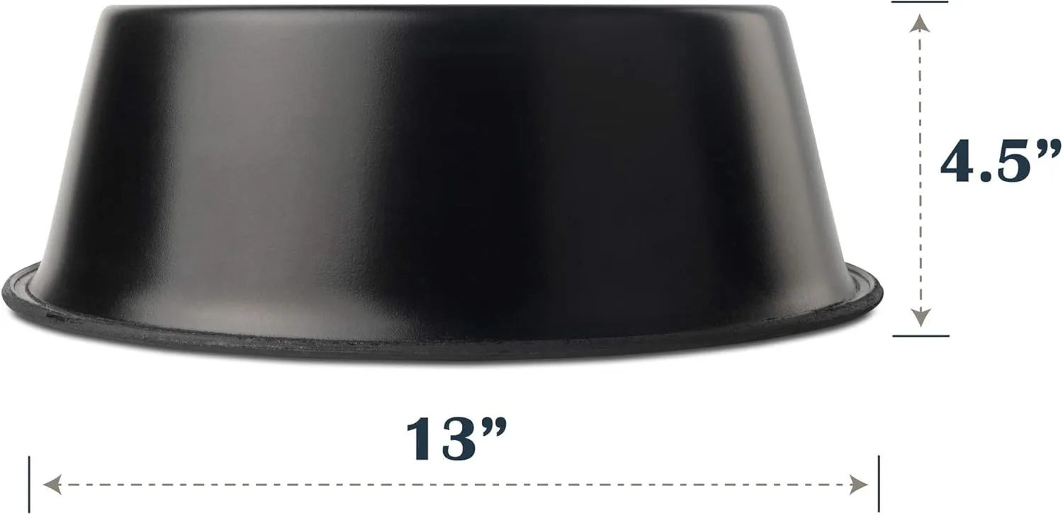 Flourish Stainless-Steel Dog Bowls | Extra Thick, Durable Pet Bowl | Non-Slip Silicone Base, Easy to Measure, Pet Bowls for Kibble & Water | for All Kind of Dogs & Cats (Black-112 Ounces) Large