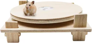 Hamster Toys, Wooden Running Turntable Toy for Small Pet, Hamster Cage Accessories, Rat Enrichment Toys, Running Wheel for Hamester, Rat, Gerbil, and Other Small Animals
