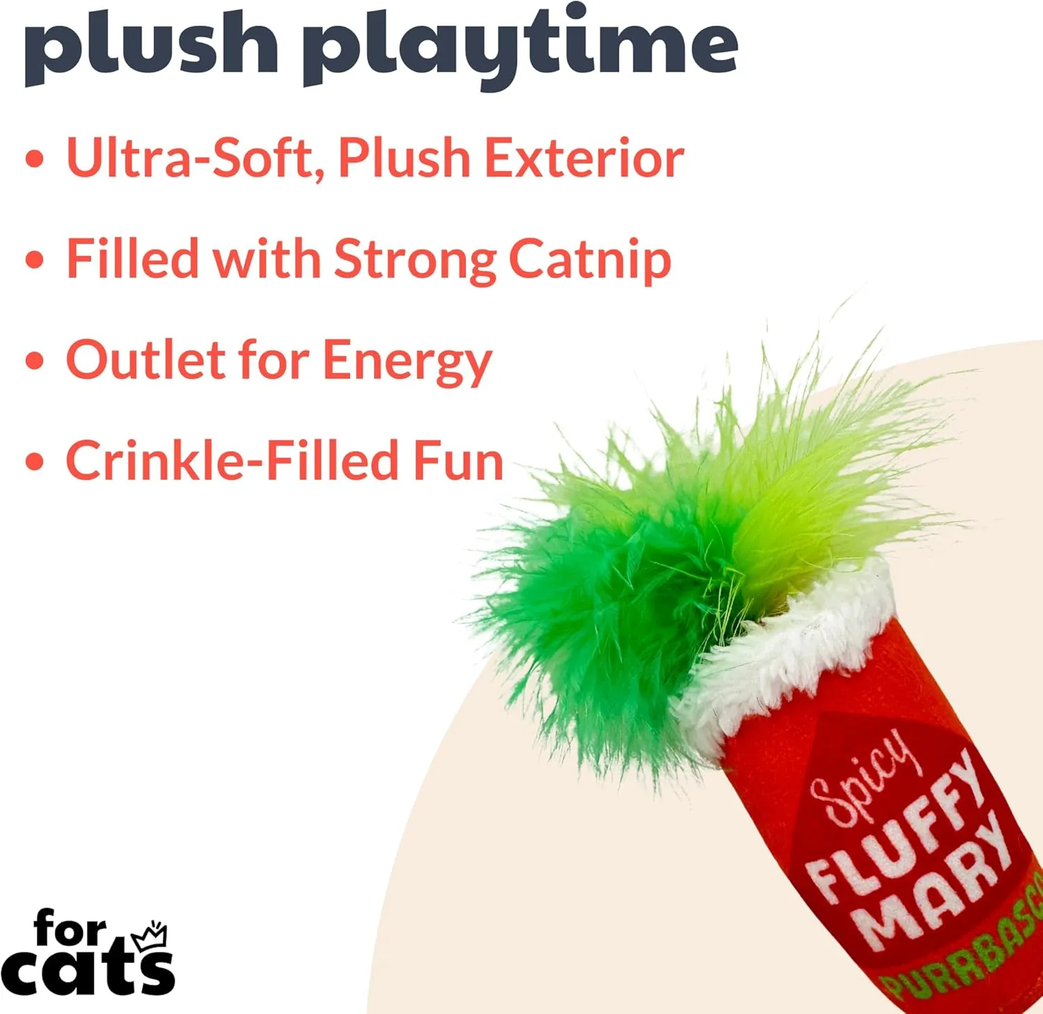 Huxley & Kent Plush Cat Toy - Fluffy Mary - Snack Attack Strong Catnip and Crinkle Filled Cat Toy - Kittybelles