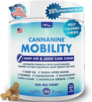 iHeartDogs Hip & Joint Hemp Supplement for Dogs - Advanced 8-in-1 Dog Joint Chews with Glucosamine, Chondroitin, Turmeric, Devil's Claw, Green Lipped Mussel, Hemp, Yucca, Boswellia & MSM 90 CT