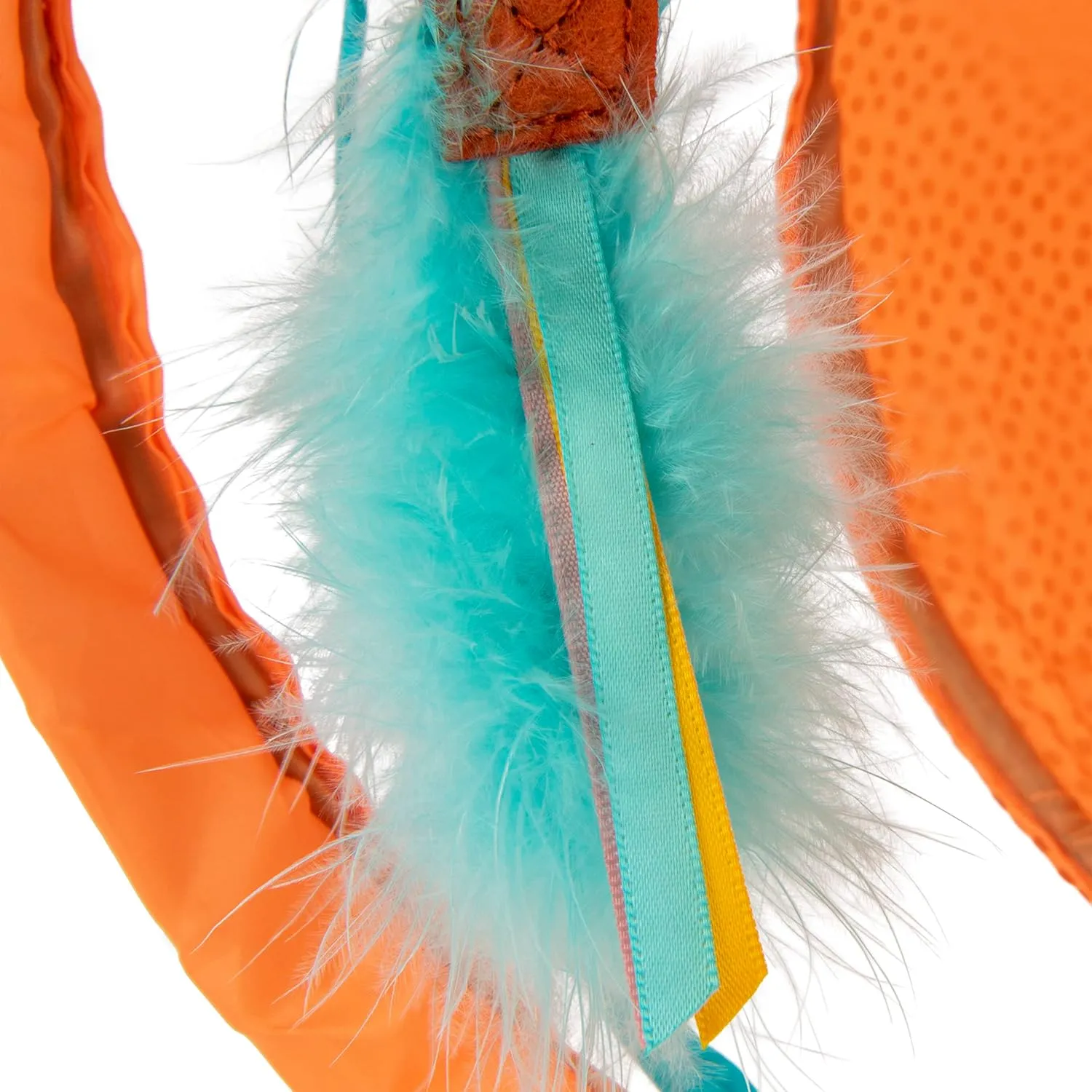Instincts by SmartyKat Teaser Tunnel Activity Tunnel Cat Toy w/Fringe & Feather Teaser Cat Toy - Orange, One Size
