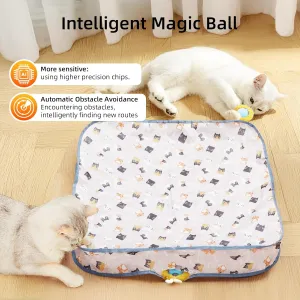 Interactive Cat Toy Ball, Automatic Moving Cat Ball in Pouch,Interactive Cat Toys for Indoor Cats,Motion Activate Cat Toy Hide and Seek Mouse Catching Game , Play Mat for Cats(Square-Brown)