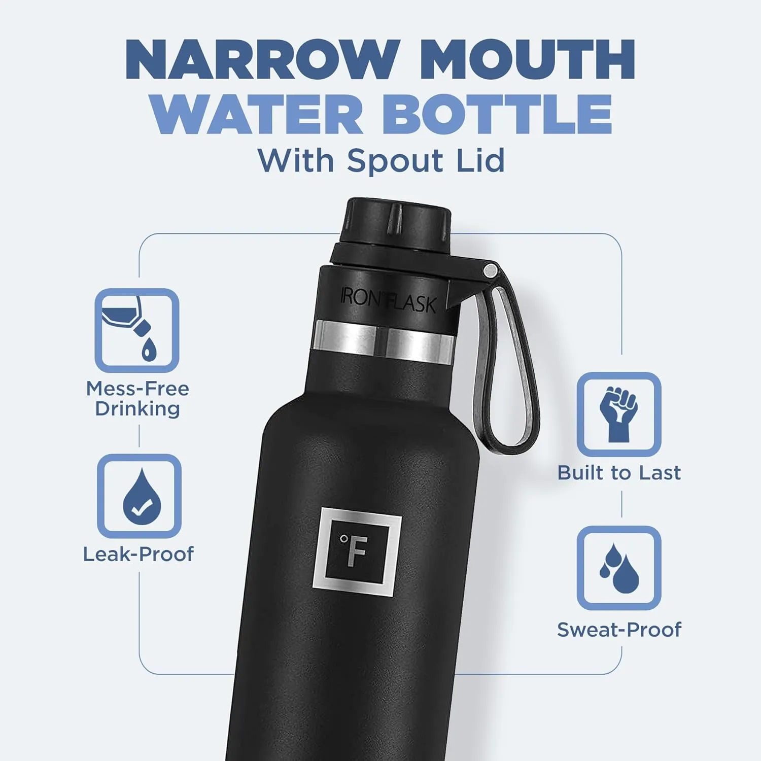 IRON FLASK Camping & Hiking Hydration Canteens - 3 Lids (Narrow Spout Lid) Leak Proof Vacuum Insulated Stainless Steel - Hot & Cold Double Walled Sports Water Bottle - Cotton Candy, 24 Oz