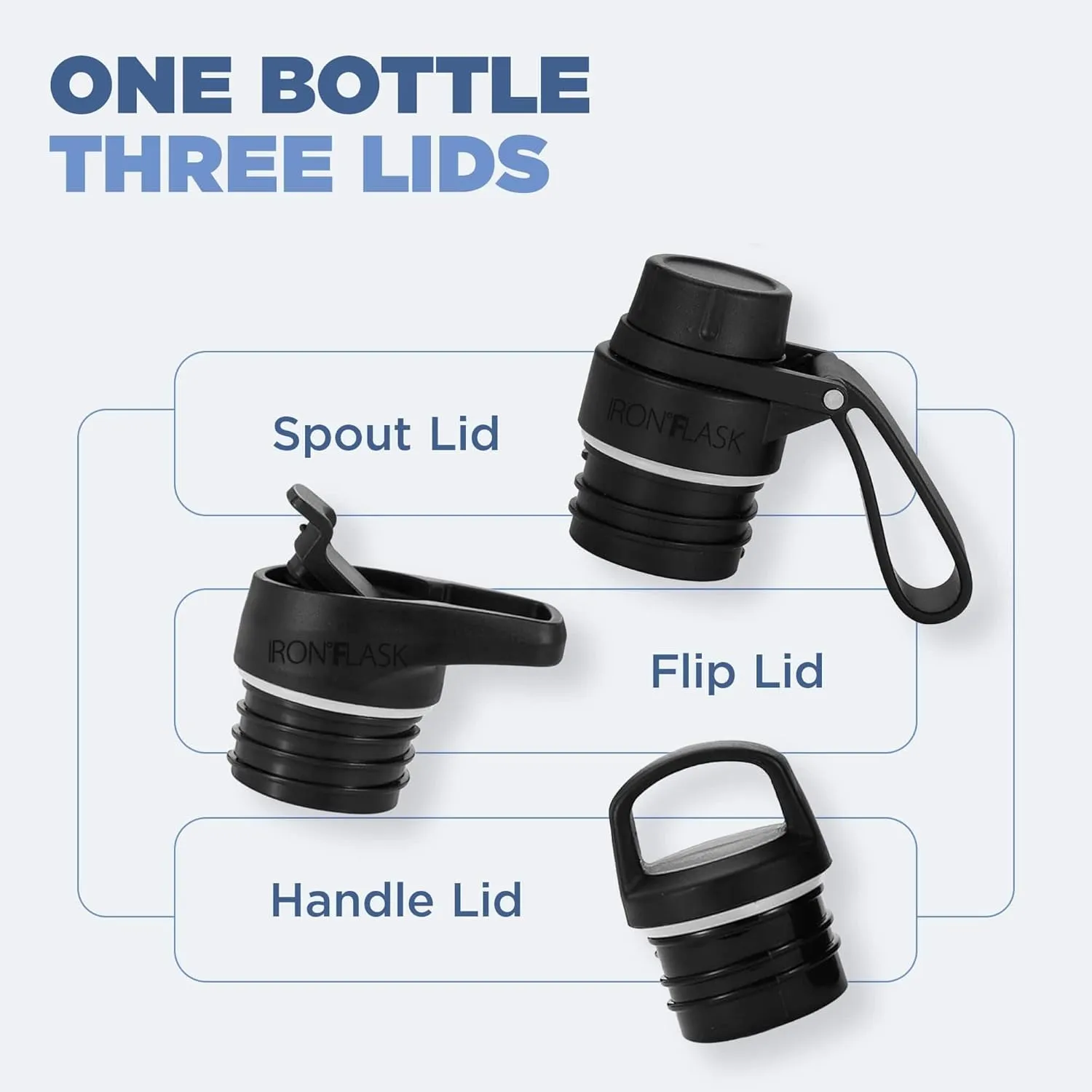 IRON FLASK Camping & Hiking Hydration Canteens - 3 Lids (Narrow Spout Lid) Leak Proof Vacuum Insulated Stainless Steel - Hot & Cold Double Walled Sports Water Bottle - Cotton Candy, 24 Oz
