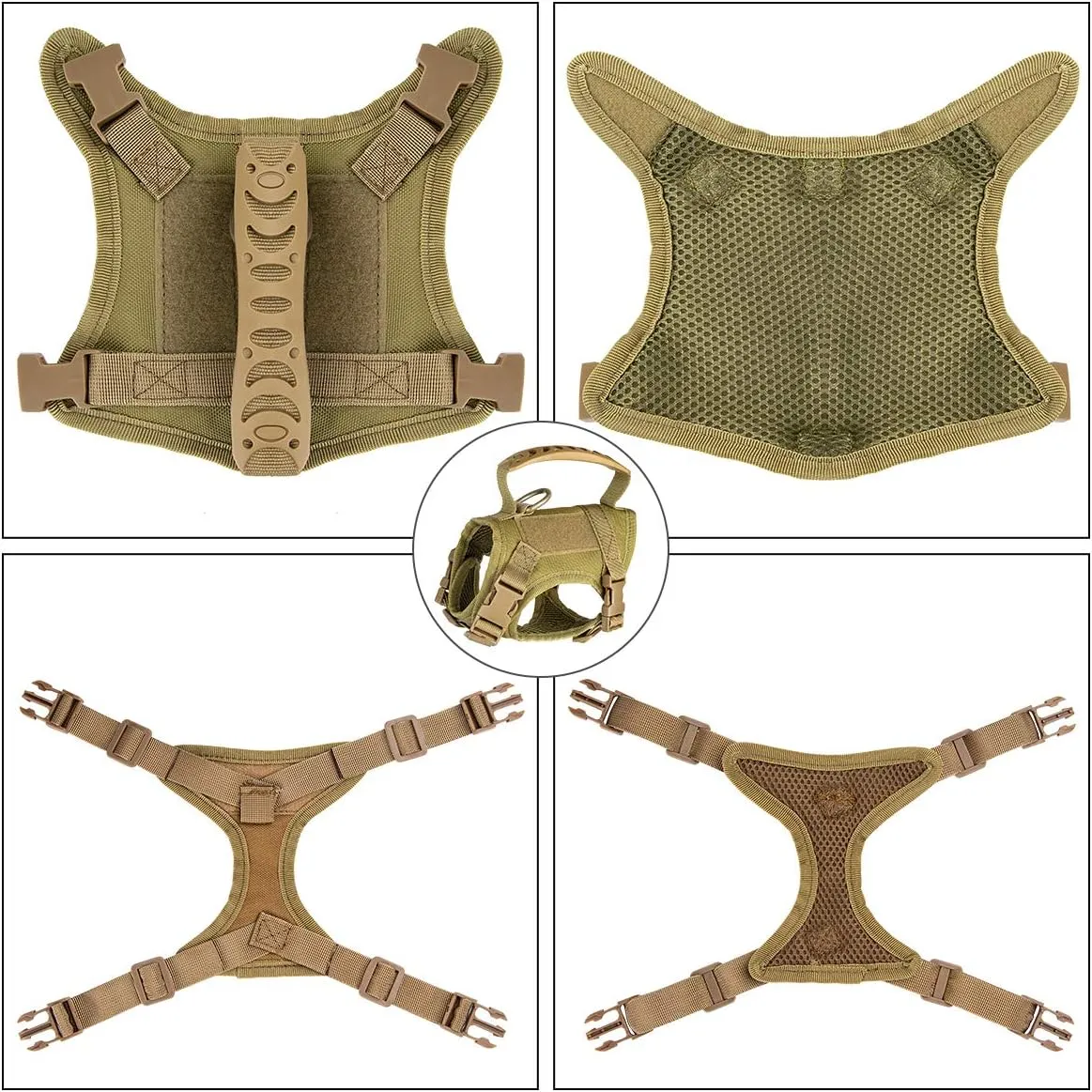 IronSeals Tactical Nylon Adjustable Dog Vest Harness Comfy Mesh Padding Puppy Vest with Quick-Release Buckle and Rubber Handle for Small Dog/Big Cat