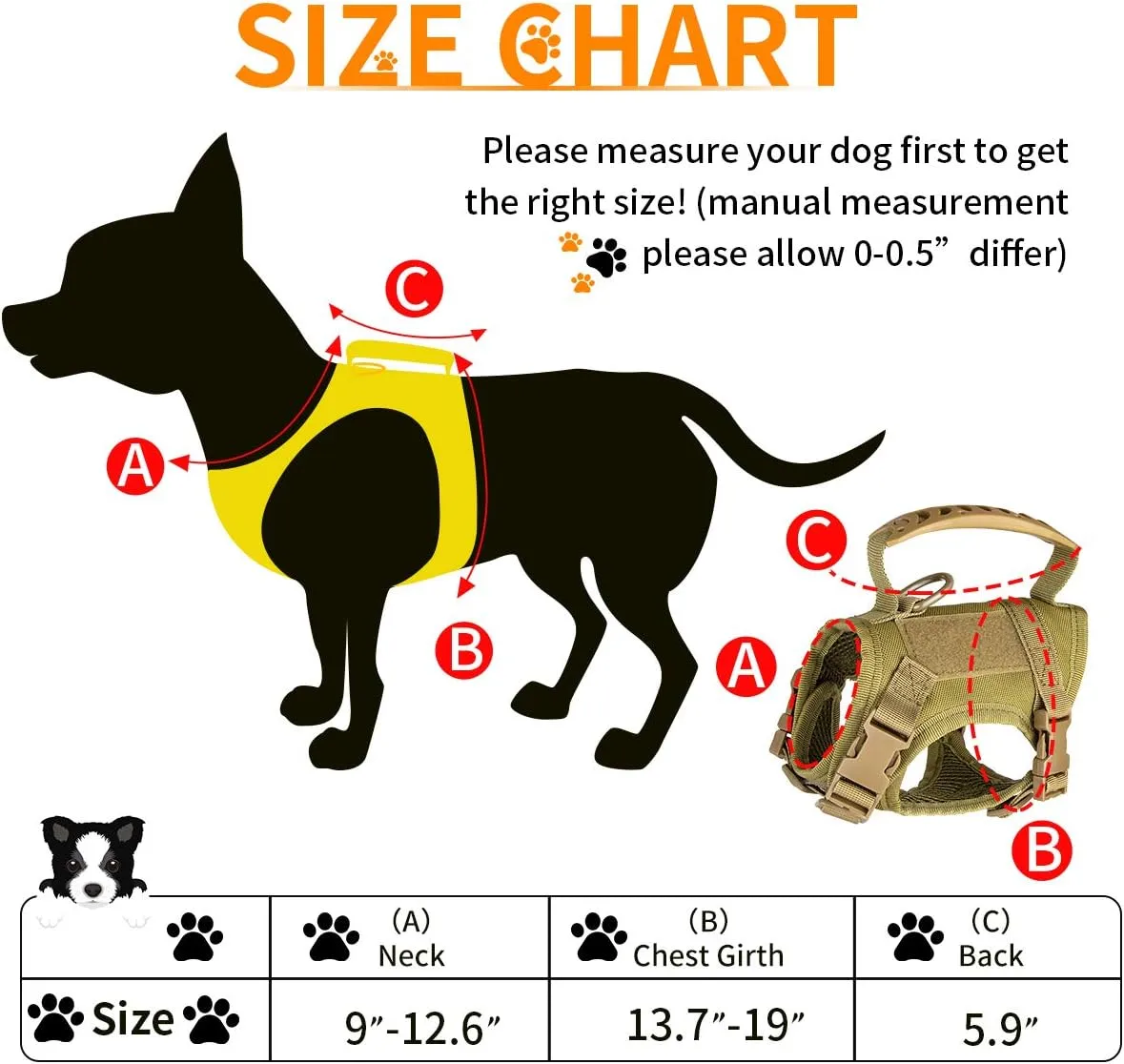 IronSeals Tactical Nylon Adjustable Dog Vest Harness Comfy Mesh Padding Puppy Vest with Quick-Release Buckle and Rubber Handle for Small Dog/Big Cat