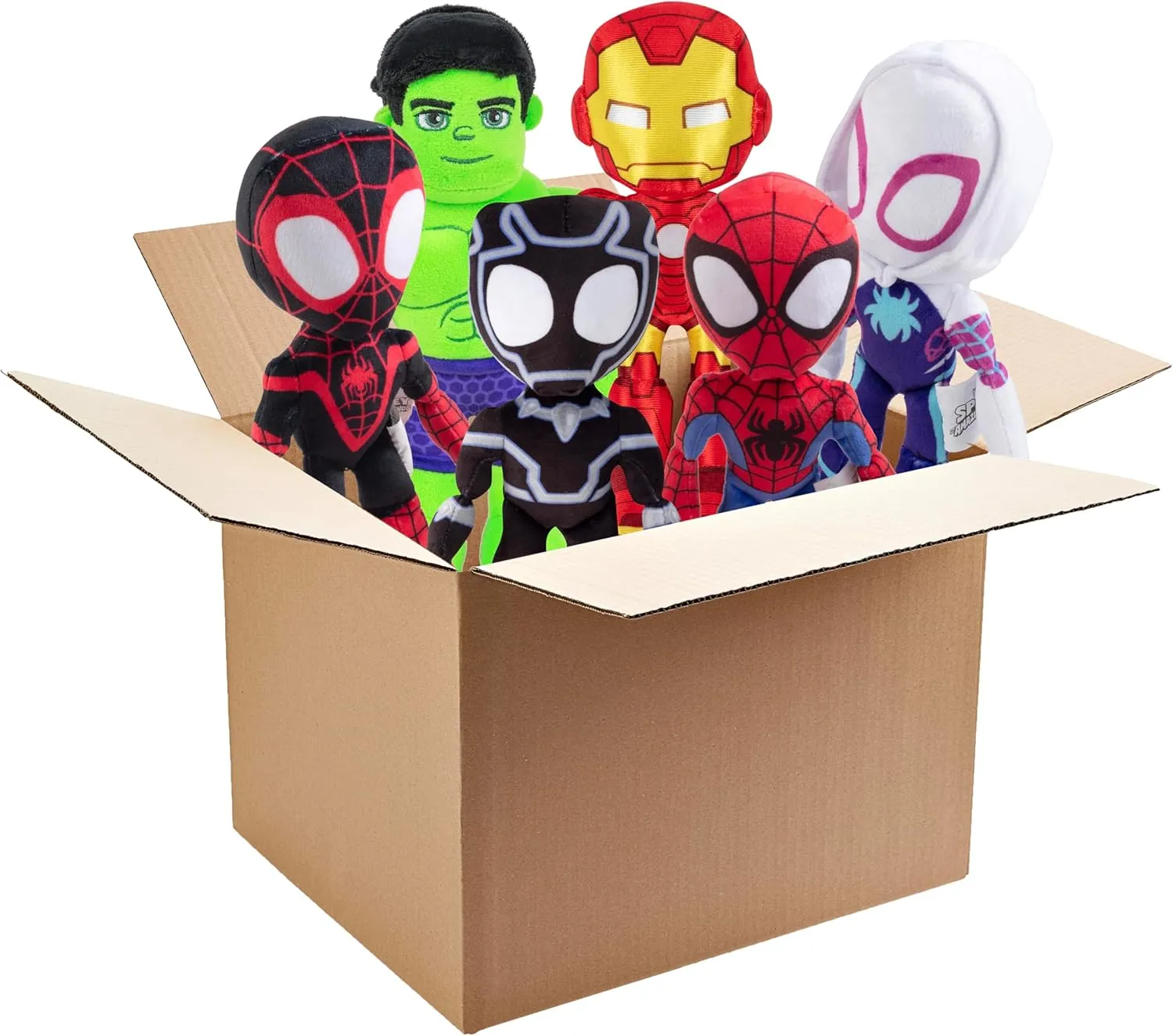 Marvel Spidey & His Amazing Friends 8" Plush Mystery Blind Box 3-Pack - Receive 3 of 6 Assorted Character Figures - Officially Licensed - Suprise Stuffed Animal Toy - Spider-Verse Gift for Kids