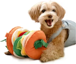 MEWOOFUN Snuffle Toy Ball for Smart Dogs - Interactive & Mentally Stimulating - Boredom busting Toys for Dogs - Hamburger Themed