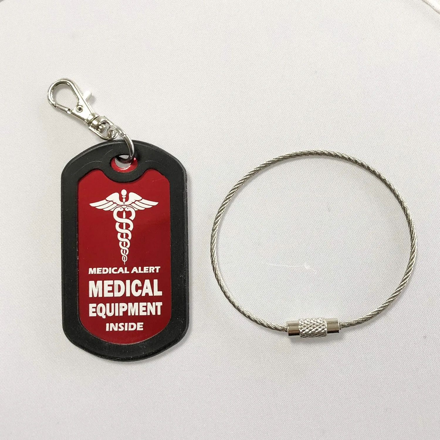 mnmoom Medical Equipment Luggage Tag Medical Alert Zipper Pull Bag Tag (Red)
