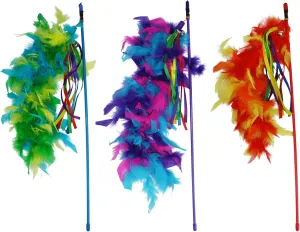 MultipetCat Danglers (Assorted Colors) Size 20 inches Colorful Cat Teaser Wands with Feathers Pack of 1