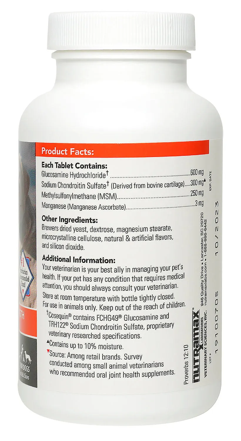 Nutramax Cosequin Maximum Strength Joint Health Plus MSM Supplement for Dogs, Chewable Tablets