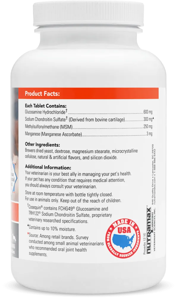 Nutramax Cosequin Maximum Strength Joint Health Plus MSM Supplement for Dogs, Chewable Tablets