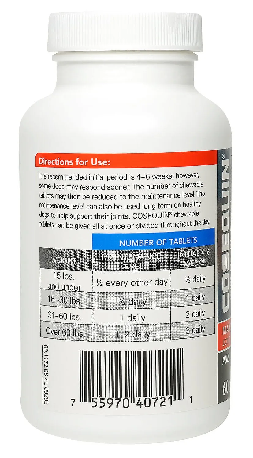 Nutramax Cosequin Maximum Strength Joint Health Plus MSM Supplement for Dogs, Chewable Tablets