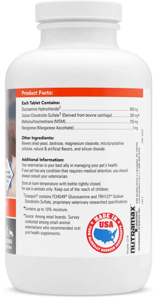Nutramax Cosequin Maximum Strength Joint Health Plus MSM Supplement for Dogs, Chewable Tablets