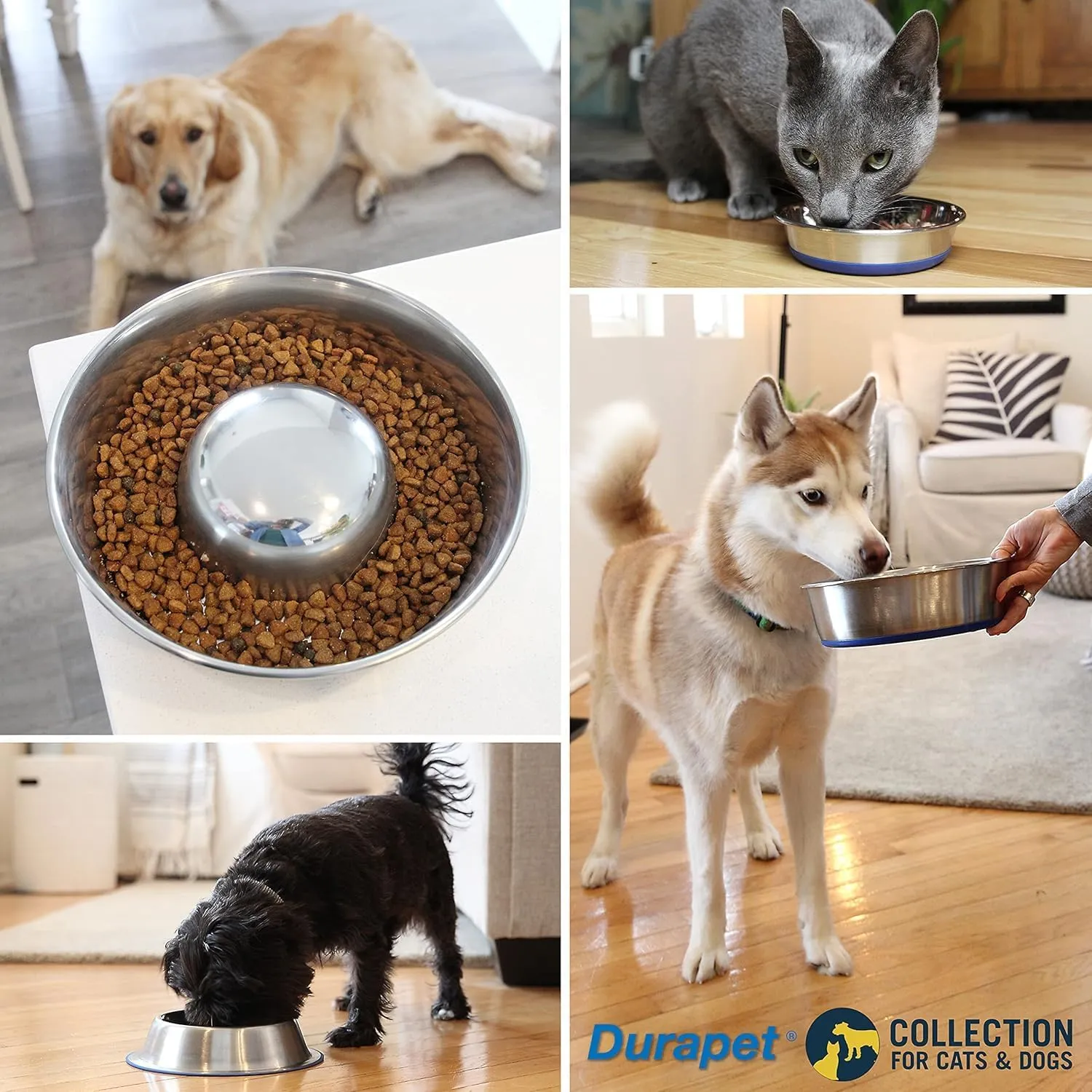 OurPet's Durapet Stainless Steel Bowl, 4 Cups, 6.9''X6.9''X2.5''
