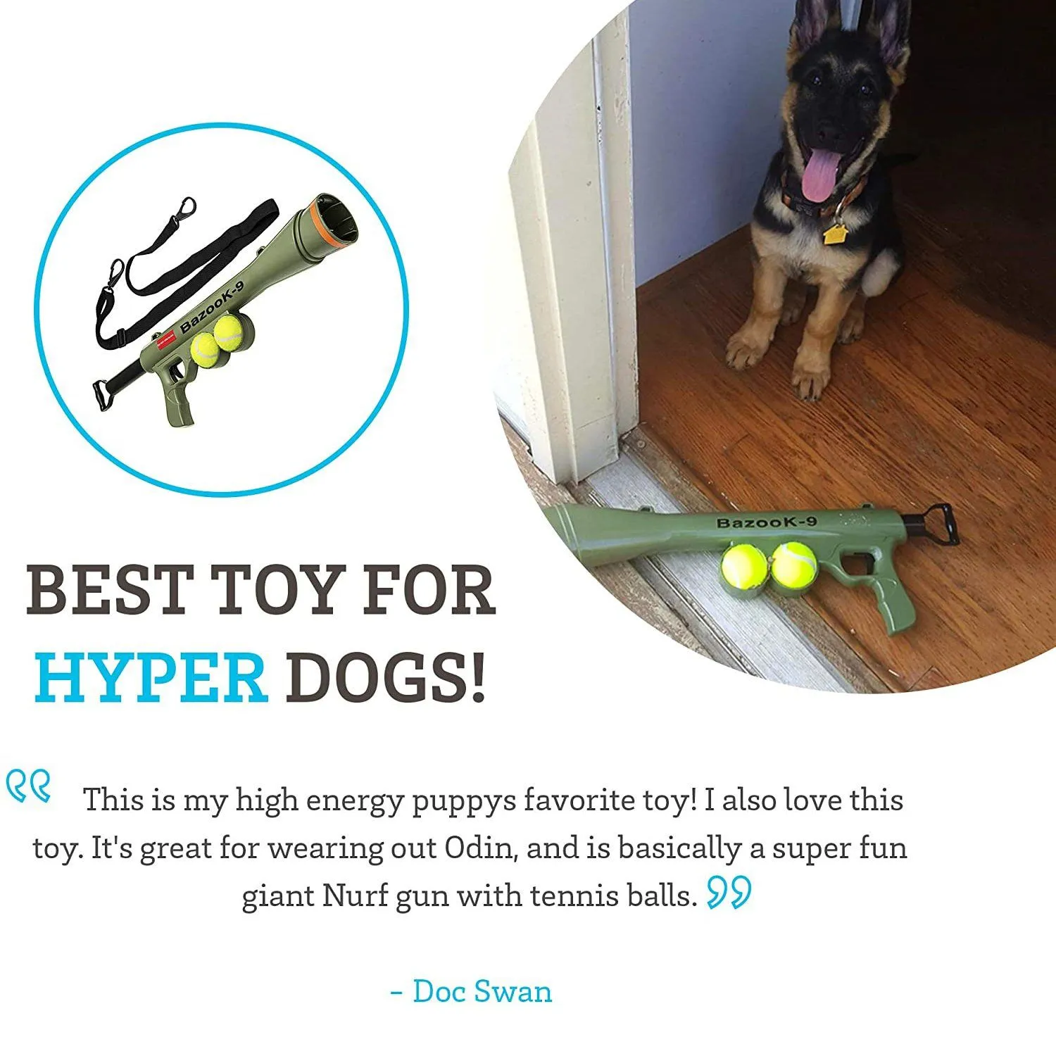 Paws & Pals Bazook - 9 Tennis Ball Launcher Gun with 2 Squeaky Balls