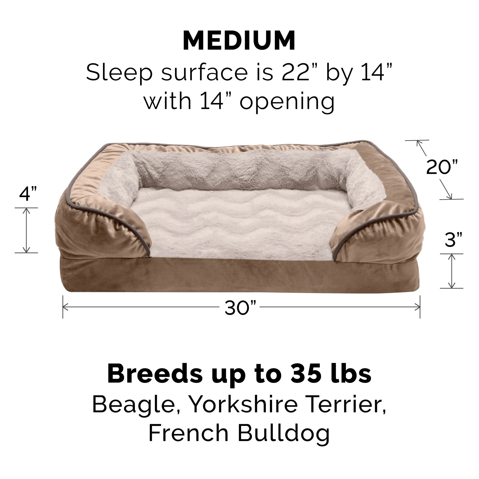 Perfect Comfort Velvet Waves Sofa-Style Couch Pet Bed