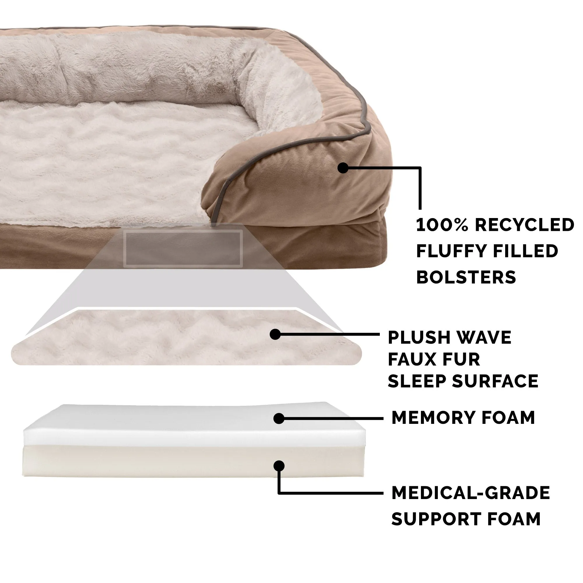 Perfect Comfort Velvet Waves Sofa-Style Couch Pet Bed