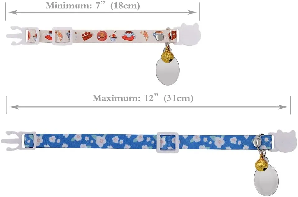 Personalized Breakaway Cat Kitten Collars with ID Tag Bell,Safety Quick Release Kitty Collars for Girls Boys Cats-Avocado