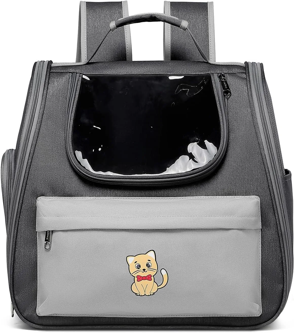 Pet Carrier Backpack with Bubble Window, Cat Carrier Backpacks, Expandable Cat Backpack with Breathable Mesh, Transparent & Foldable Pet Carrier for Travel Hiking Dogs Puppies Up to 17 Lbs-Grey
