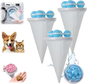 Pet Hair Laundry Catcher, 2025 New Floating Hair Filtering Mesh Removal, Lint Catcher for Washing Machine, Reusable Hair Filter Cleaning Mesh Bag Dog Cat Hair Remover for Laundry (Blue - 3PC)