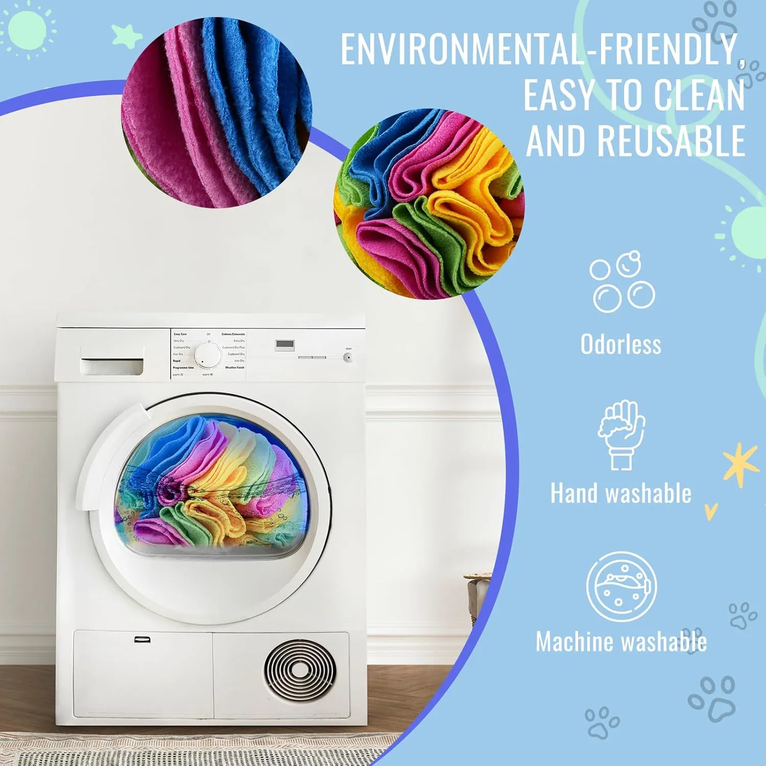 Pet Snuffle Ball, Puzzle Sniffing Interactive Dog Toy for Blind Dogs Training, Stress Relief, Dog Enrichment, Treat Ball, Machine Washable (20cm, New Rainbow Color)